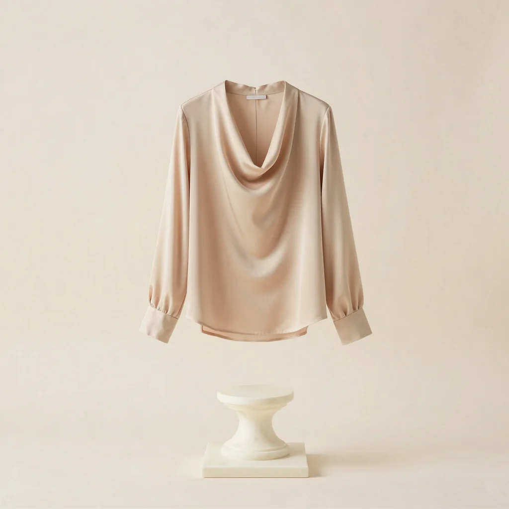 Asymmetric Draped Silk Blouse