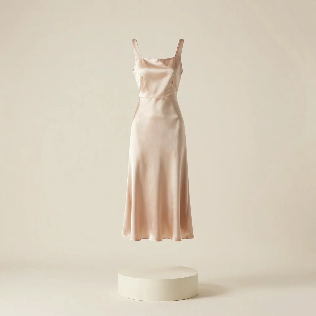 Minimalist Satin Column Midi Dress
